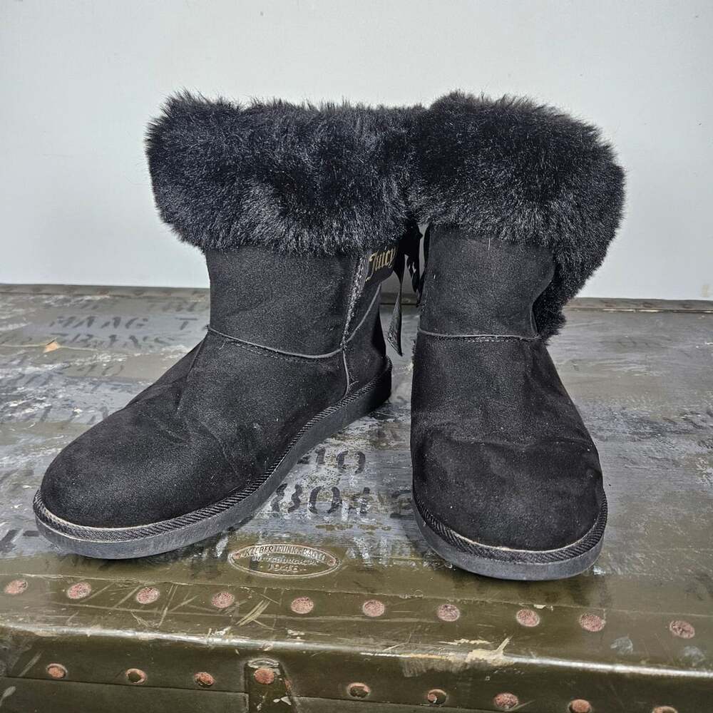 Juicy Couture King2 Fur Boots Size 6 Black